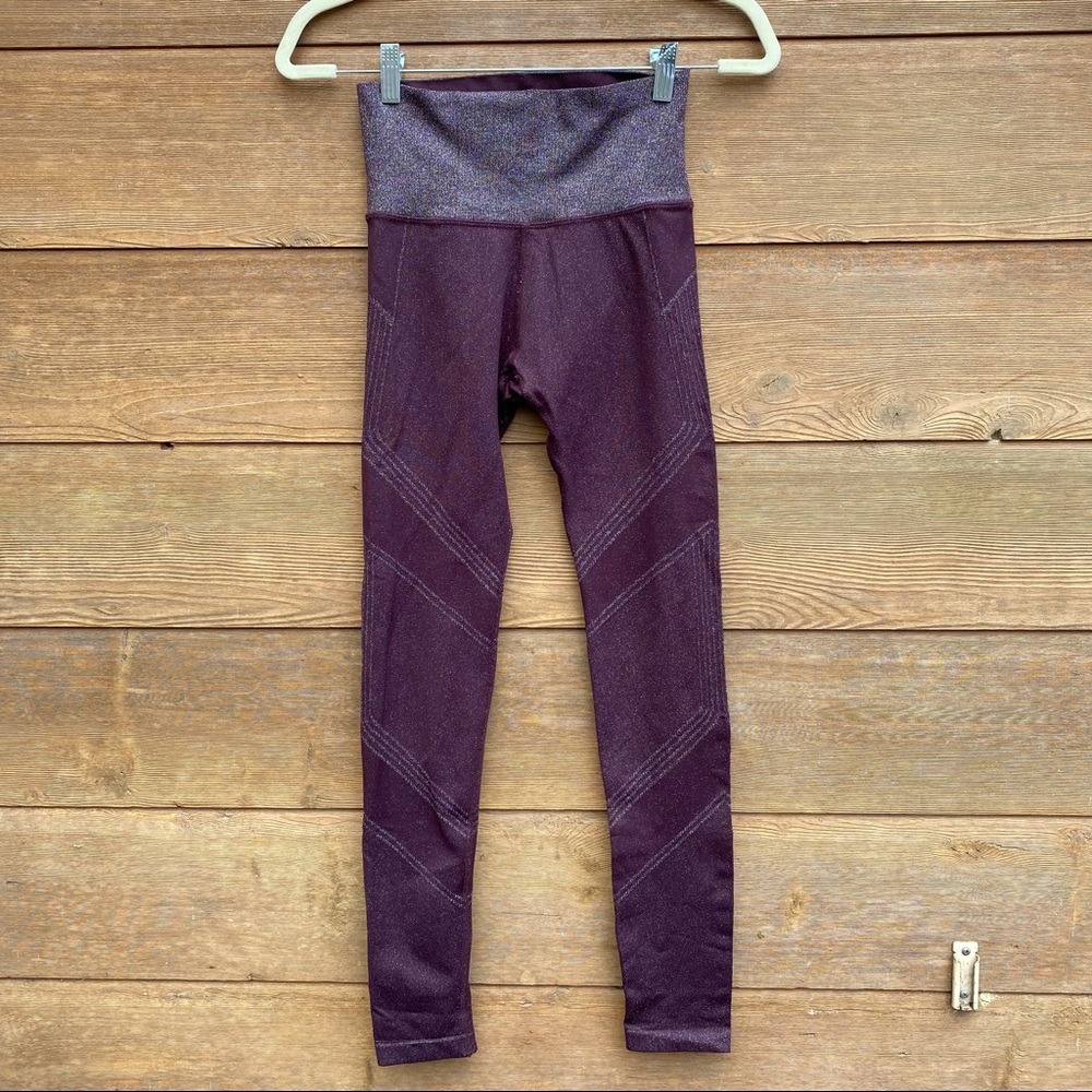 Athleta Twilight Tight Sparkle Seamless Leggings Burgundy XS - Picture 4 of 11